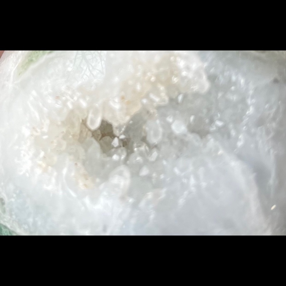 Moss Agate Sphere w/ Heart-Shaped Druzy Pocket - Picture 3 of 17